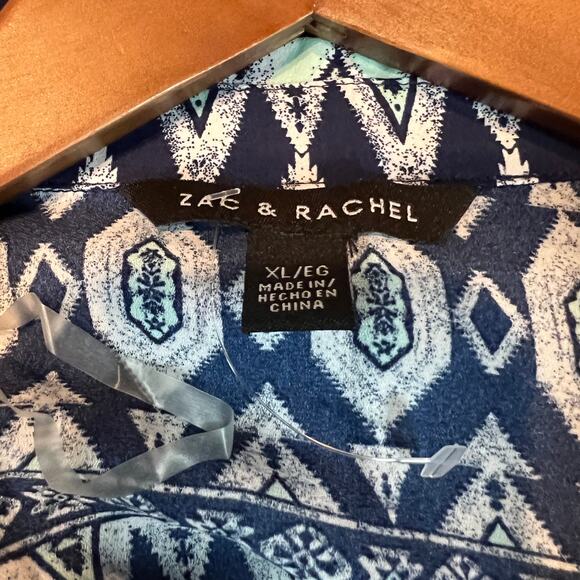 NEW! Zac & Rachel Hi Lo Button Up Shirt Geo Print Blouse - XL - Picture 5 of 5